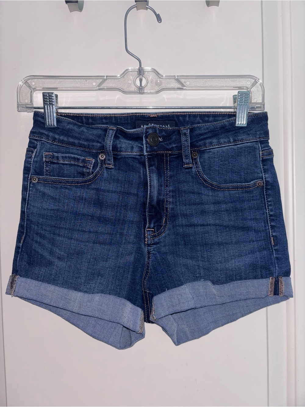 Aeropostale Dark Blue Rolled Cuff Denim Shorts